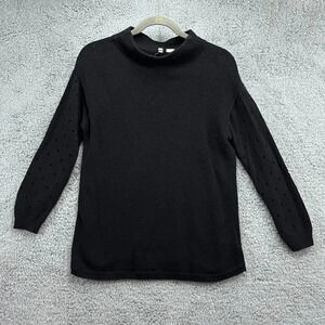 Moth by Anthropologie Small Black Long Sleeves Mock Neck Sweater Holes on Arms